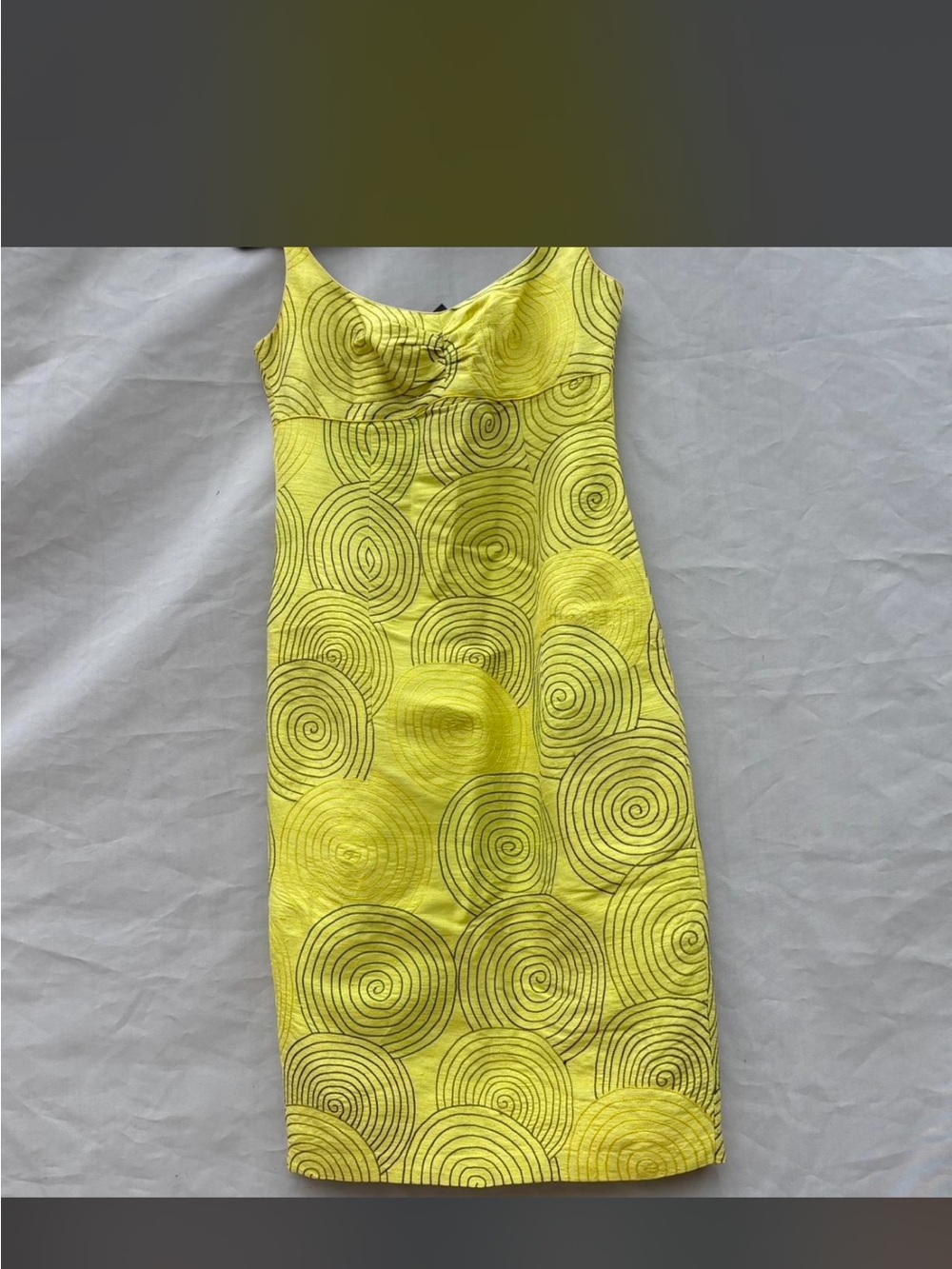 Custom Christopher Totman Yellow/green spiral embroidered dress